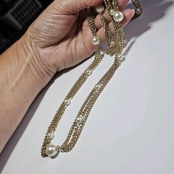 *Sale* Vtg 1970s Emmons Scenario Faux Pearl Bead Gold Tone Necklace Bracelet - Picture 2 of 13